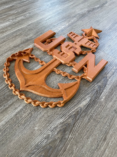 Handcrafted Walnut or Mahogany U.S. Navy Chief Anchor