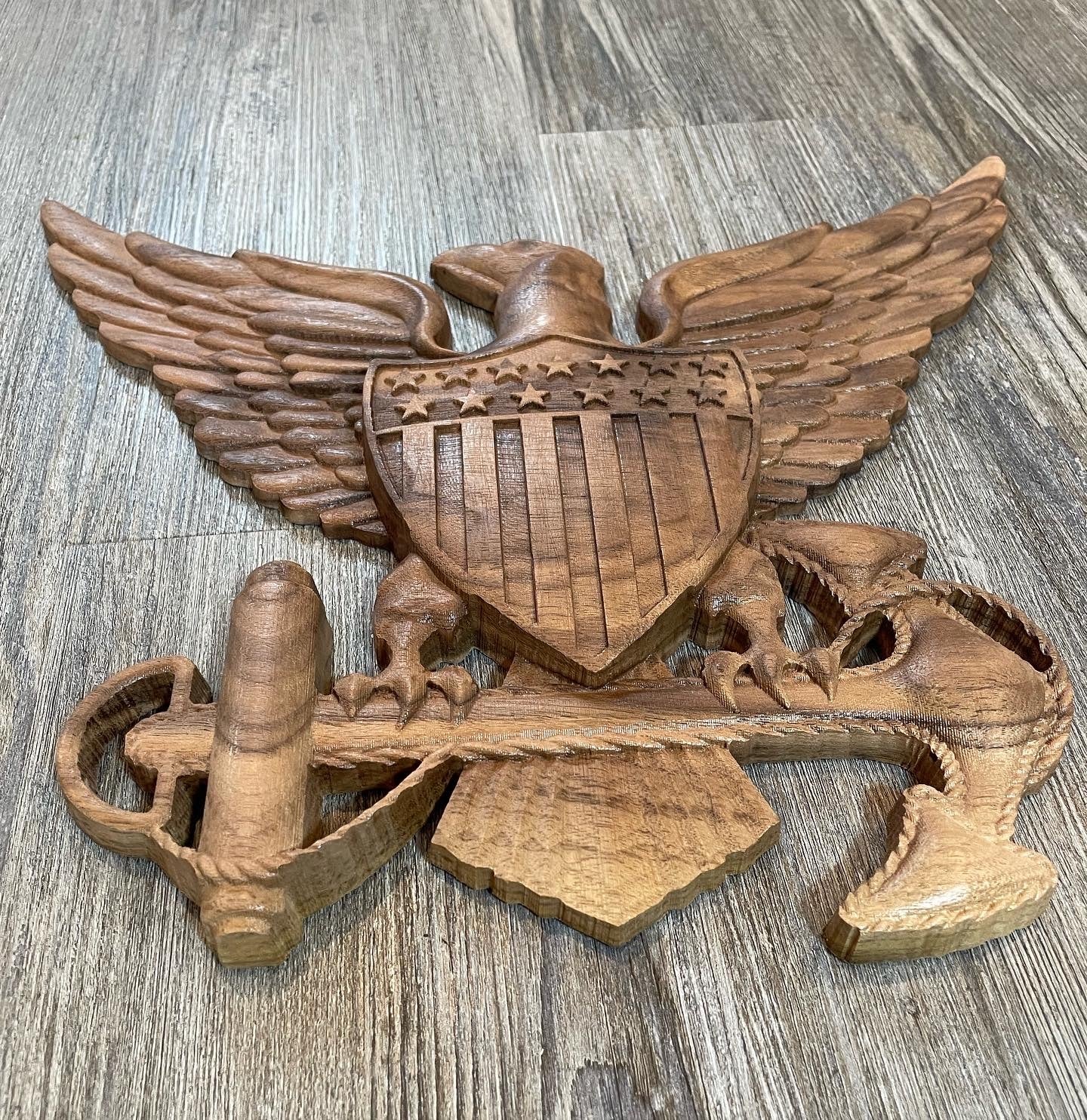Handmade Walnut Coast Guard Officer's Crest