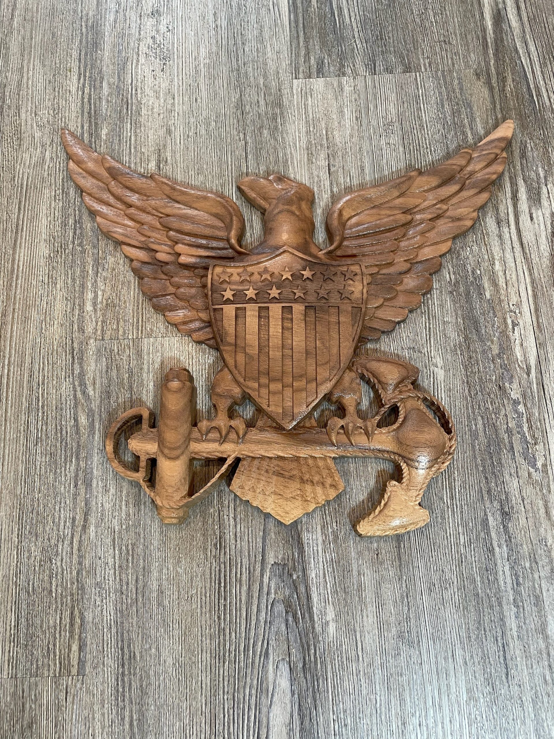 Handmade Walnut Coast Guard Officer's Crest